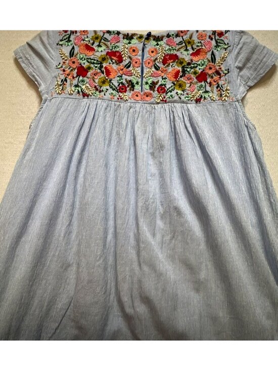 Maeve Womens Chrissy Embroidered Tunic Dress 2P Blue  Floral Yoke Striped Boho - Picture 11 of 12